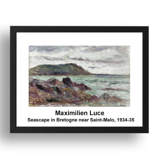 Maximilien Luce: Seascape in Bretogne near Saint Malo 1934 35, vintage impressionist artwork, 17x13"(A3) Frame