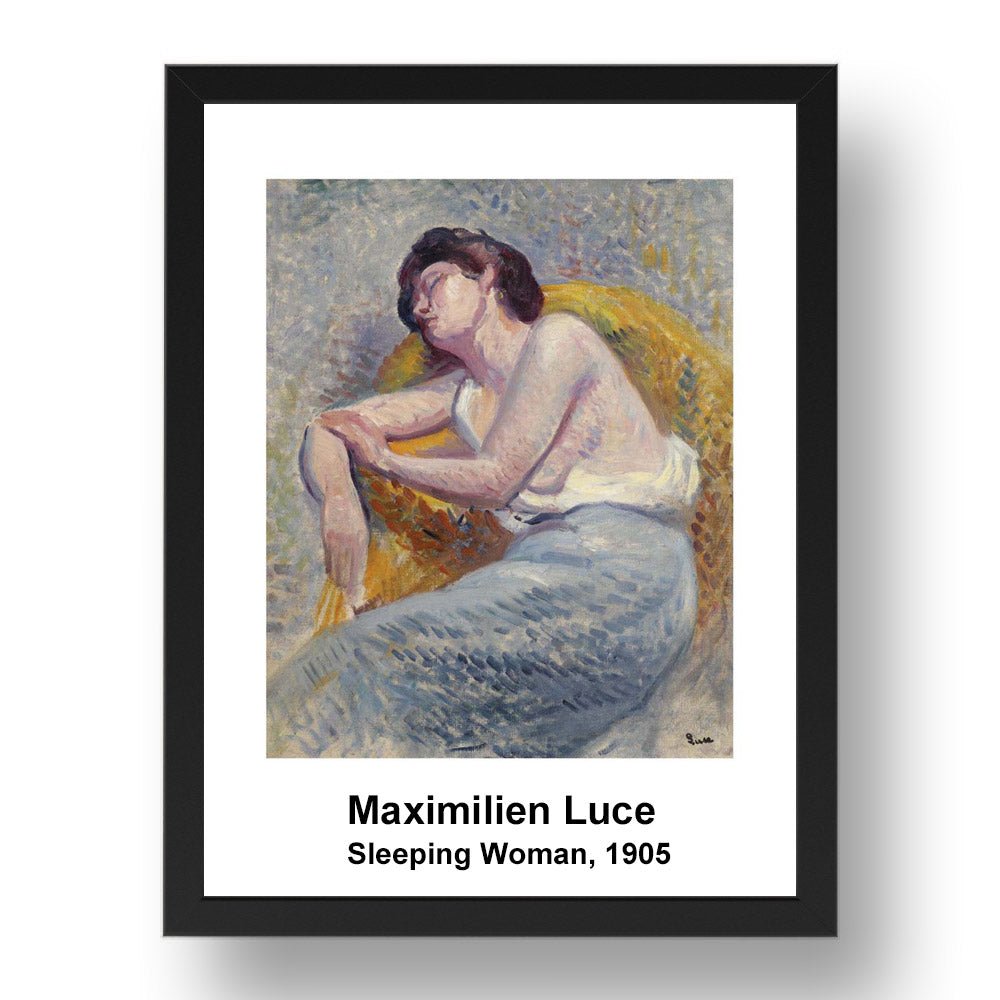 Maximilien Luce: Sleeping Woman 1905, vintage impressionist artwork, 17x13"(A3) Frame