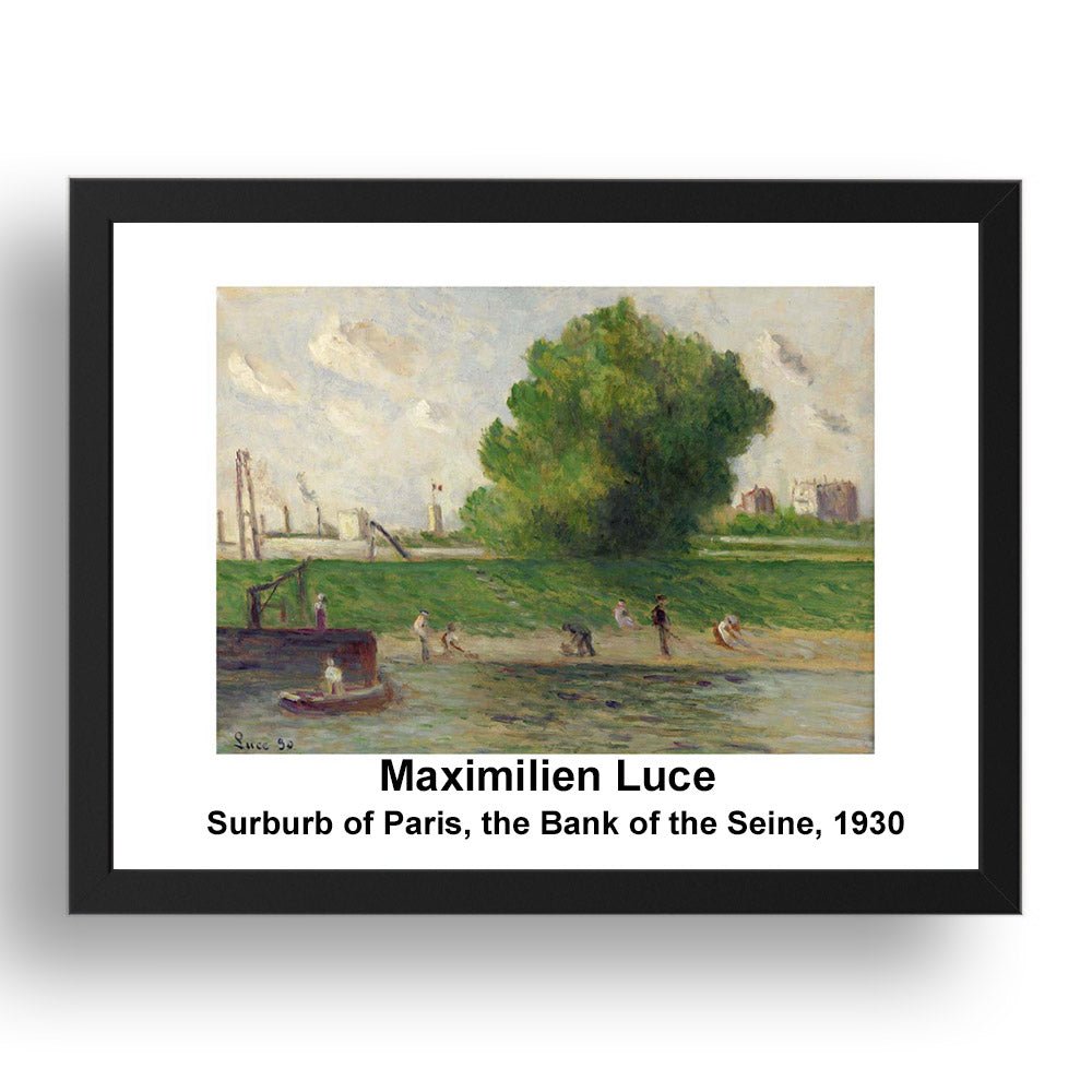 Maximilien Luce: Surburb of Paris the Bank of the Seine 1930, vintage impressionist artwork, 17x13"(A3) Frame