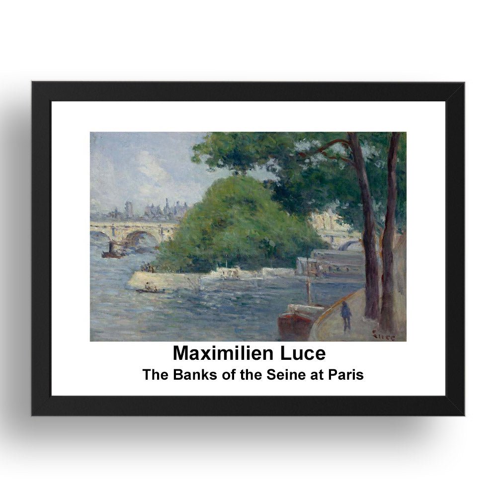 Maximilien Luce: The Banks of the Seine at Paris, vintage impressionist artwork, 17x13"(A3) Frame