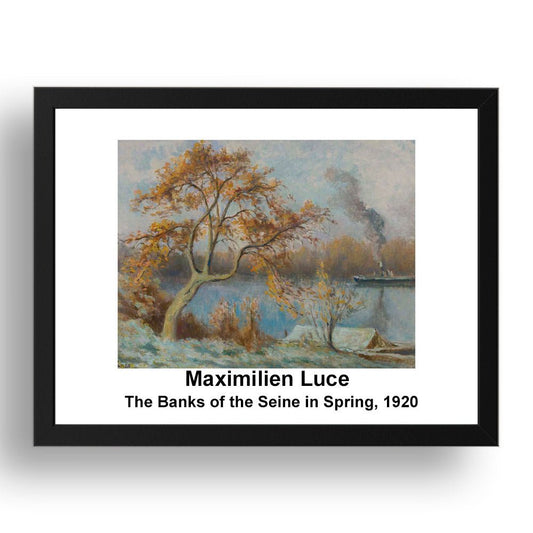 Maximilien Luce: The Banks of the Seine in Spring 1920, vintage impressionist artwork, 17x13"(A3) Frame