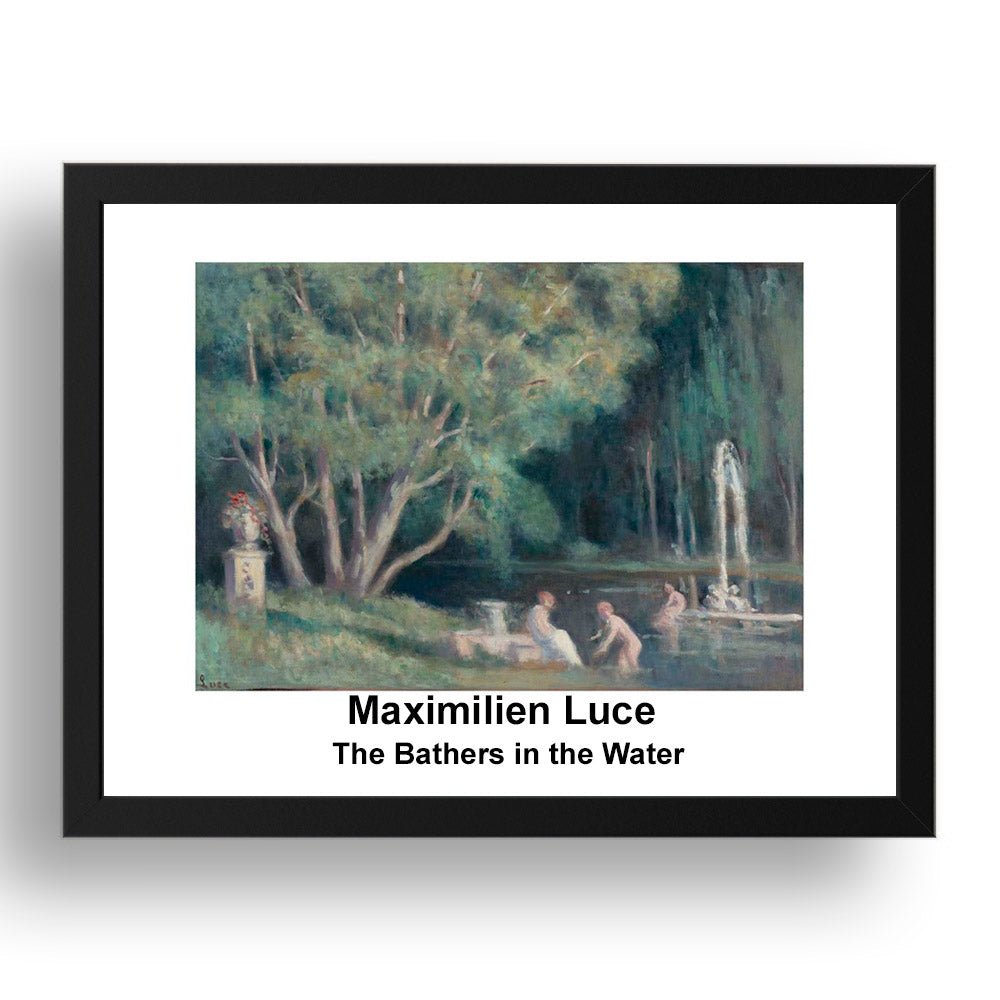 Maximilien Luce: The Bathers in the Water, vintage impressionist artwork, 17x13"(A3) Frame