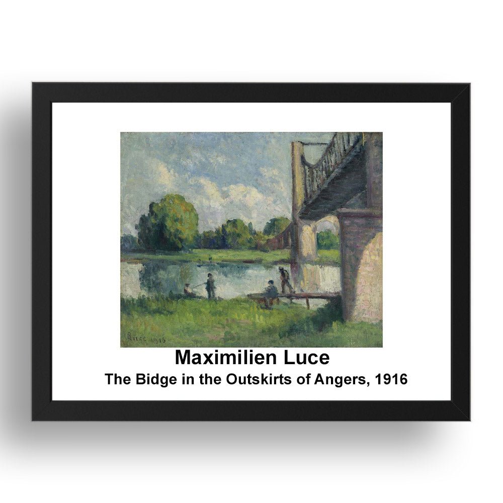 Maximilien Luce: The Bidge in the Outskirts of Angers 1916, vintage impressionist artwork, 17x13"(A3) Frame