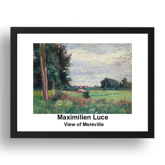 Maximilien Luce: View of Mereville, vintage impressionist artwork, 17x13"(A3) Frame