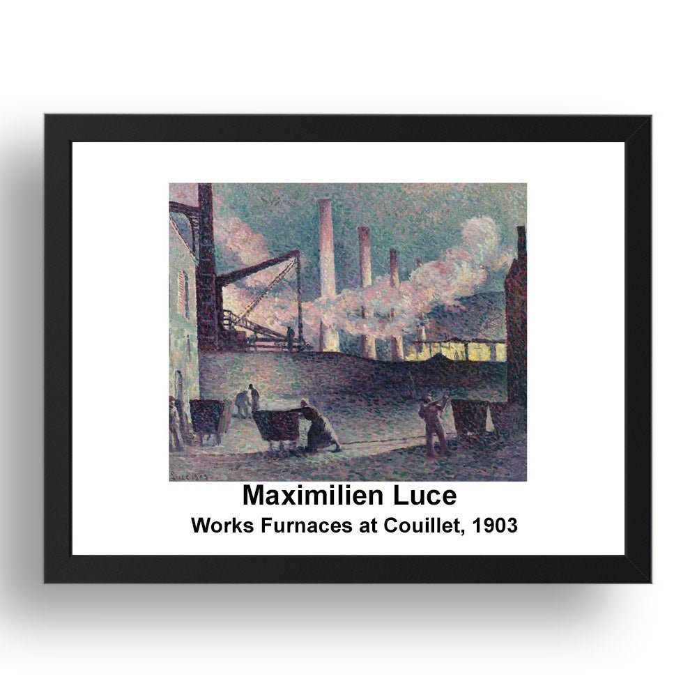 Maximilien Luce: Works Furnaces at Couillet 1903, vintage impressionist artwork, 17x13"(A3) Frame