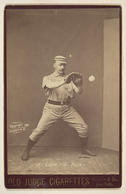 :McGuire Catcher Philadelphia from the series Old Judge Cigarettes 1887, vintage artwork, 16x12"(A3) Poster Print