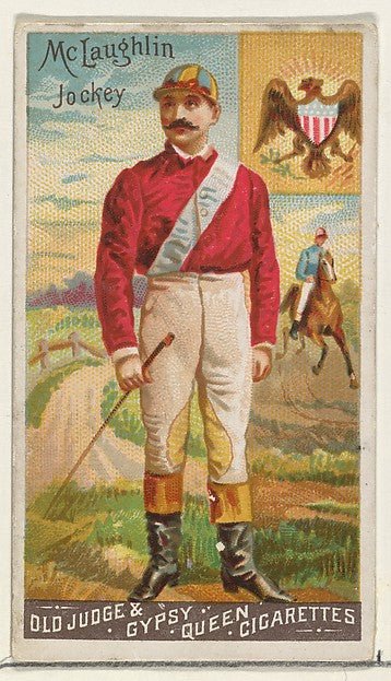 :McLaughlin Jockey from the Goodwin Champion series for Old Judge and Gypsy Queen Cigarettes 1888, vintage artwork, 16x12"(A3) Poster Print