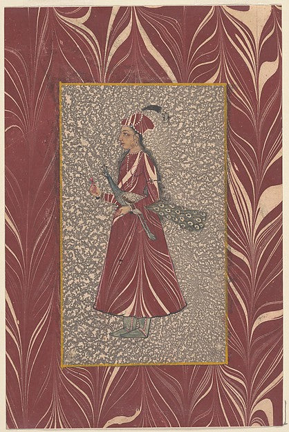 :Lady Carrying a Peacock late 17th–early 18th century-16x12"(A3) Poster