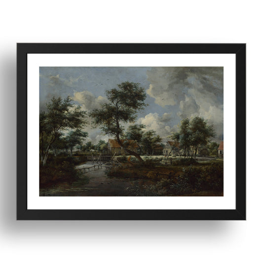 Meindert Hobbema: The Watermills at Singraven near Denekamp, Poster in 17x13"(A3) Frame