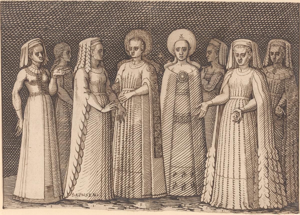 Melchior Lorch:Eight Ladies in Ancient Costumes,16x12"(A3) Poster