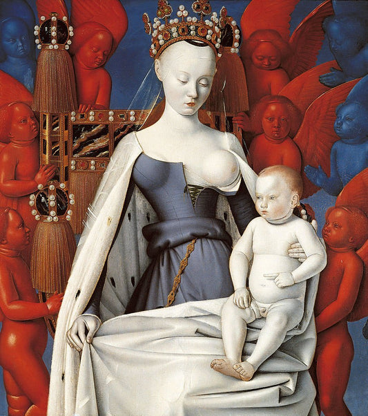 Melun Diptych ~ Madonna Surrounded by  Seraphim and Cherubim, vintage artwork by Jean Fouquet, A3 (16x12") Poster Print
