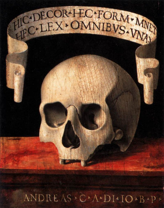 Memento Mori (verso of Portrait of a Man), vintage artwork by Andrea Previtali, A3 (16x12") Poster Print