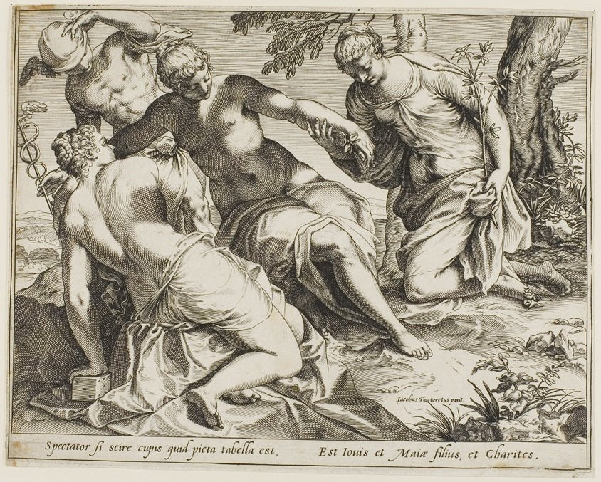 Mercury and the Graces by  Agostino Carracci (Italian, 1557-1602), 23x16"( A2 size) Poster Print