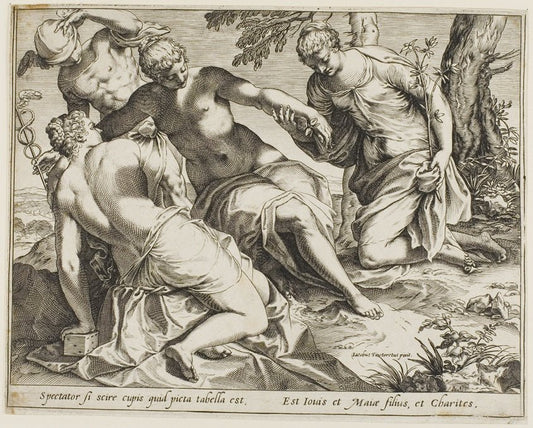 Mercury and the Graces by  Agostino Carracci (Italian, 1557-1602), 23x16"( A2 size) Poster Print