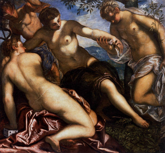 Mercury and the Three Graces, vintage artwork by Tintoretto, A3 (16x12") Poster Print