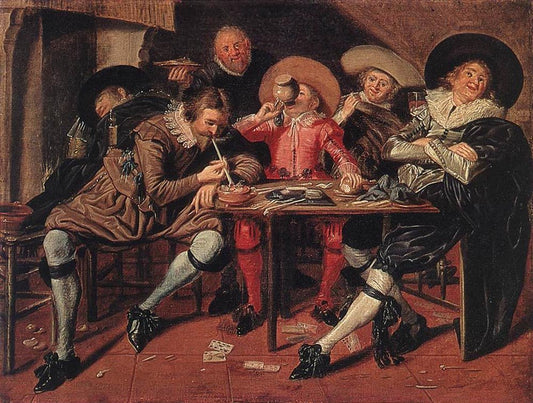 Merry Party in a Tavern, vintage artwork by Dirck Hals, 12x8" (A4) Poster