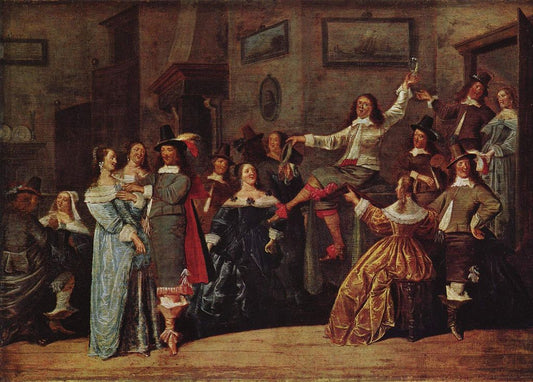 Merry Society, vintage artwork by Dirck Hals, 12x8" (A4) Poster
