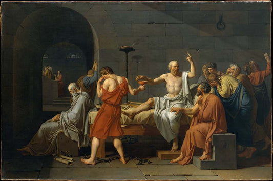 the death of socrates by J-Louis David,1787, 12x8" (A4) Poster