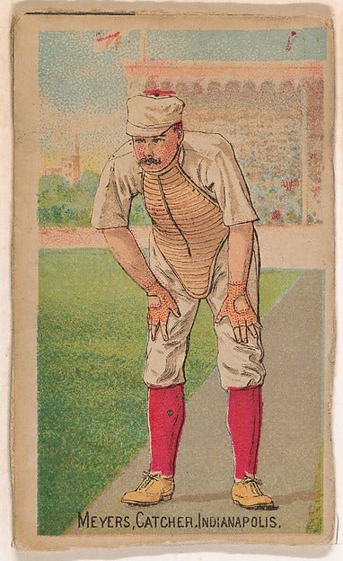:Meyers Catcher Indianapolis from the Gold Coin series for Gold Coin Chewing Tobacco 1887, vintage artwork, 16x12"(A3) Poster Print