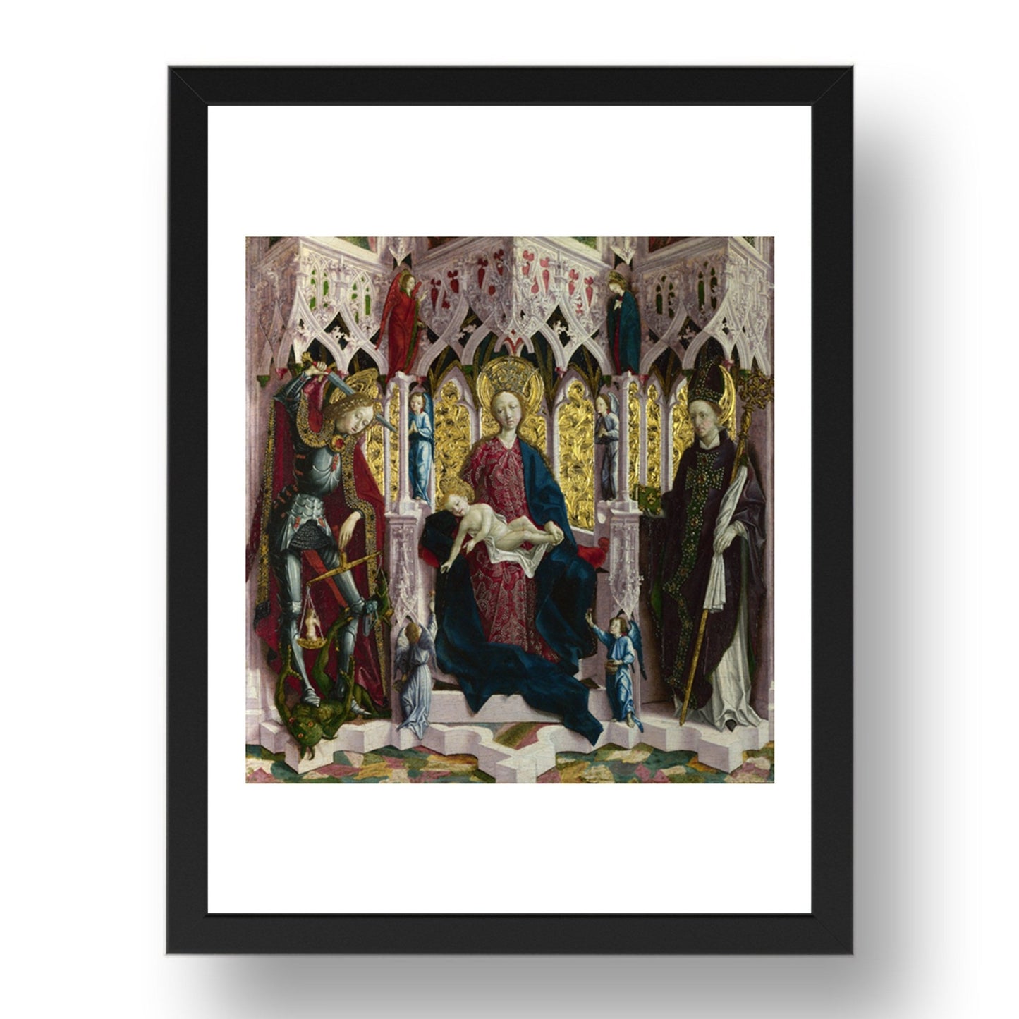 Michael Pacher: The Virgin and Child Enthroned with Angels and Saints, Poster in 17x13"(A3) Frame