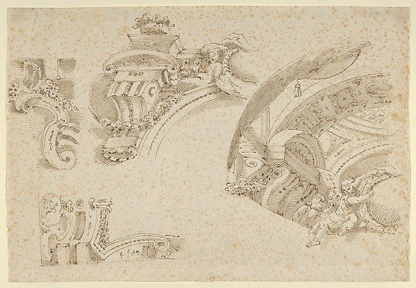 Michelangelo Colonna:Architecture 17th century, vintage artwork, 16x12"(A3) Poster Print