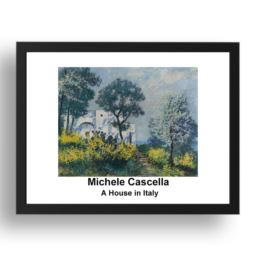 Michele Cascella: A House in Italy, vintage impressionist artwork, 17x13"(A3) Frame