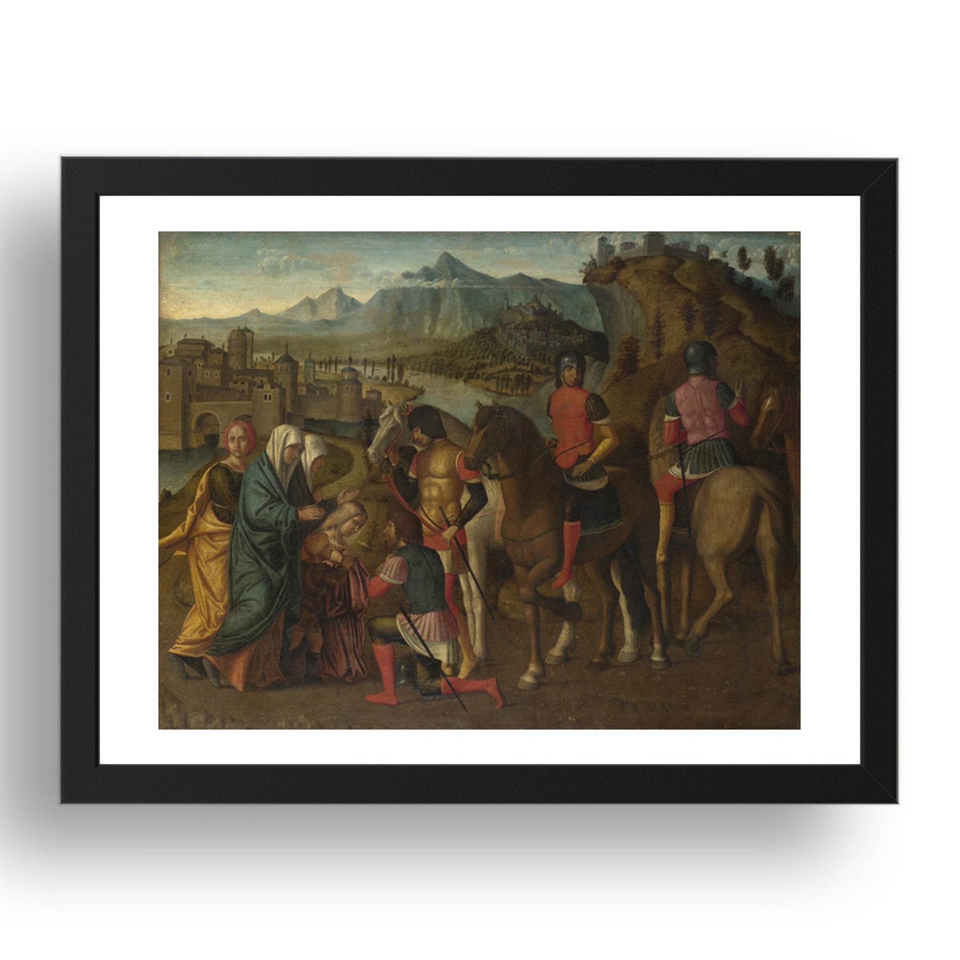 Michele da Verona: Coriolanus persuaded by his Family to spare Rome, Poster in 17x13"(A3) Frame