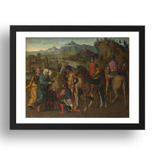 Michele da Verona: Coriolanus persuaded by his Family to spare Rome, Poster in 17x13"(A3) Frame