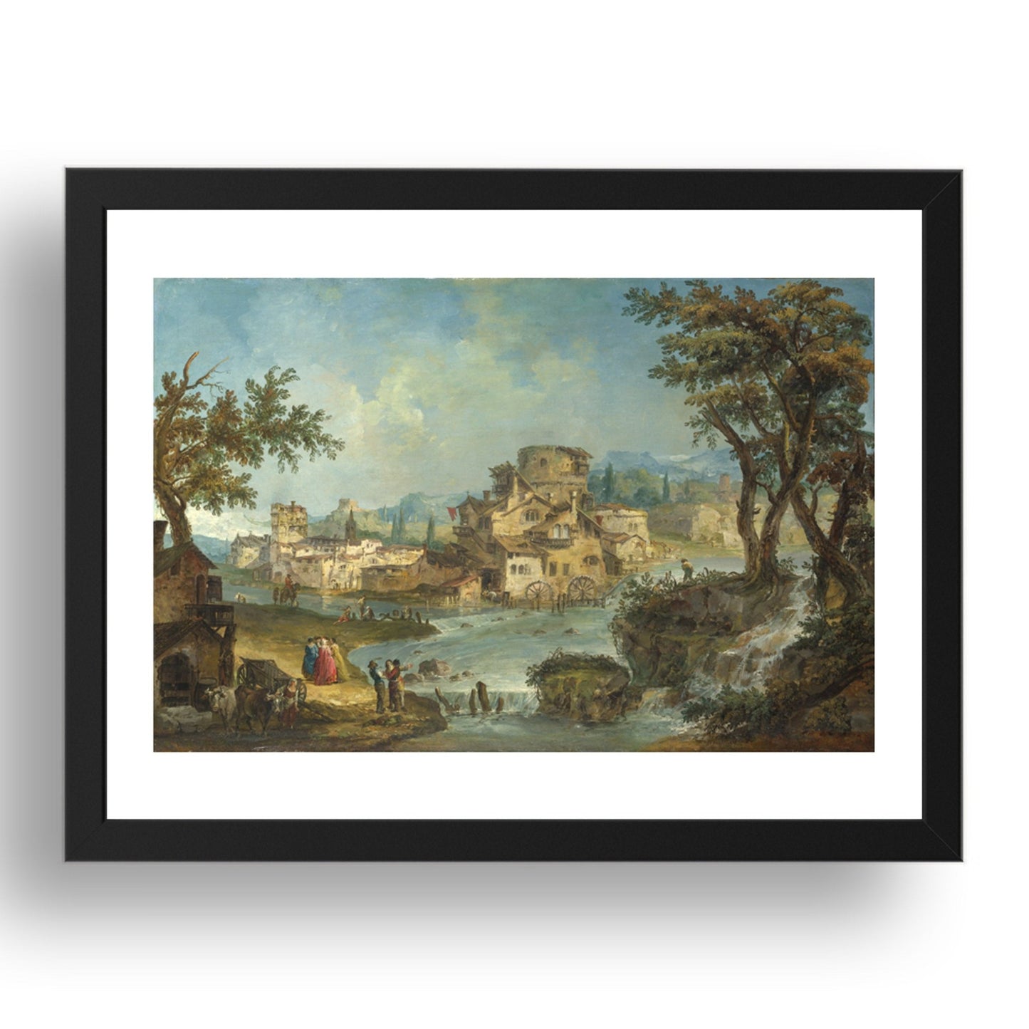 Michele Marieschi: Buildings and Figures near a River with Rapids, Poster in 17x13"(A3) Frame
