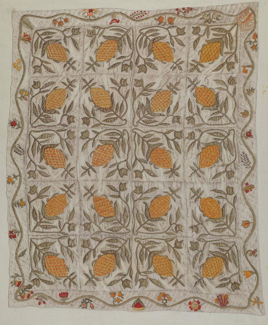 Mildred E. Bent:Pineapple Quilt,16x12"(A3) Poster