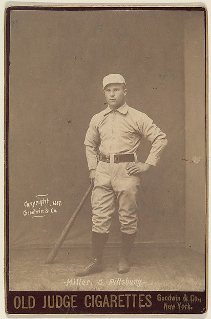 :Miller Catcher Pittsburgh from the series Old Judge Cigarettes 1887, vintage artwork, 16x12"(A3) Poster Print