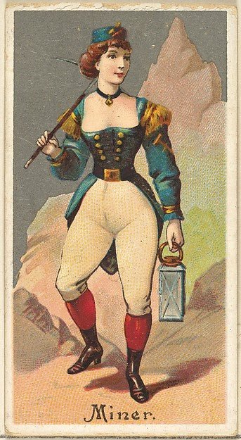 :Miner from the Occupations for Women series for Old Judge and Dogs Head Cigarettes 1887, vintage artwork, 16x12"(A3) Poster Print