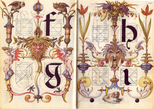 Mira Calligraphiae Documenta Abecedarium, vintage artwork by Joris Hoefnagel, A3 (16x12") Poster Print