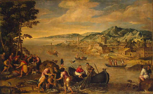 Miraculous Fishing, vintage artwork by Lodewijk Toeput, A3 (16x12") Poster Print