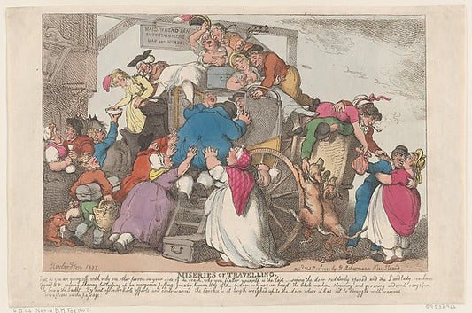 Miseries of Travelling: the Overloaded Coach February 15, 1807, vintage art, A3 (16x12") Poster Print