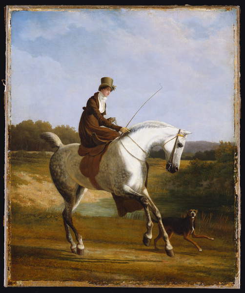 Miss Cazenove on a Grey Hunter by Jacques-Laurent Agasse, vintage art, modern poster print