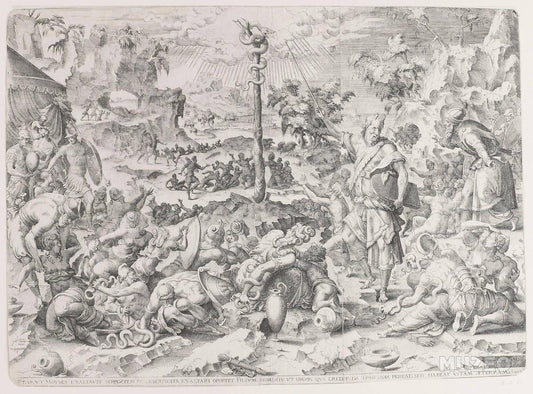 Moïse montrant le serpent d'airain, vintage artwork by Etienne Delaune, A3 (16x12") Poster Print