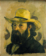 self portrait in a straw hat by P. Cezanne, 12x8" (A4) Poster