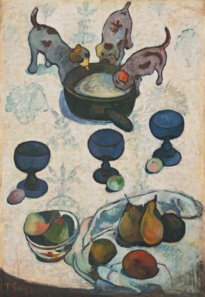 still life with three puppies by P.Gauguin, 12x8" (A4) Poster