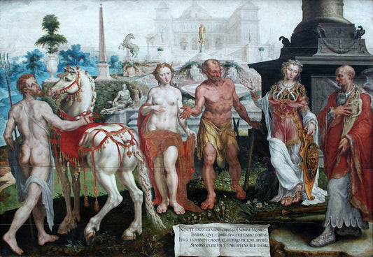 Momus blames the works of the gods, vintage artwork by Maerten van Heemskerck, A3 (16x12") Poster Print