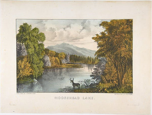 Moosehead Lake  Maine 1857–72-, vintage art, A3 (16x12") Poster Print