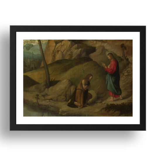 Moretto da Brescia: Christ blessing Saint John the Baptist, Poster in 17x13"(A3) Frame