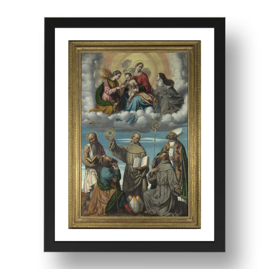 Moretto da Brescia: The Madonna and Child with Saints, Poster in 17x13"(A3) Frame