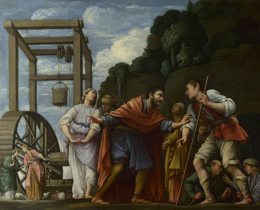 Moses Defending the Daughters of Jethro, vintage artwork by Carlo Saraceni, A3 (16x12") Poster Print
