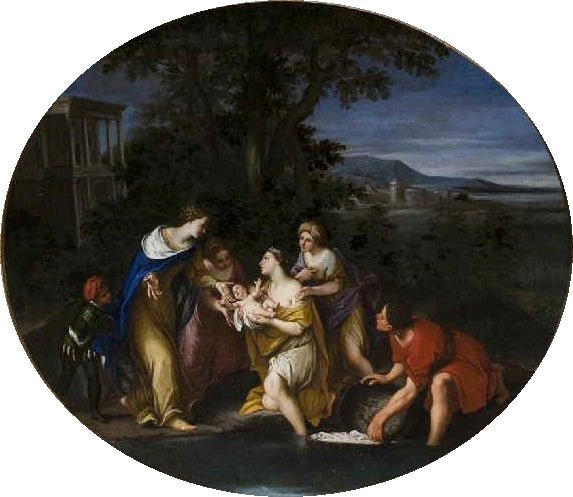 Moses Saved from the Waters, vintage artwork by Francesco Albani, 12x8" (A4) Poster