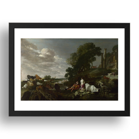 Moses van Uyttenbroeck: Landscape with Mythological Figures, Poster in 17x13"(A3) Frame