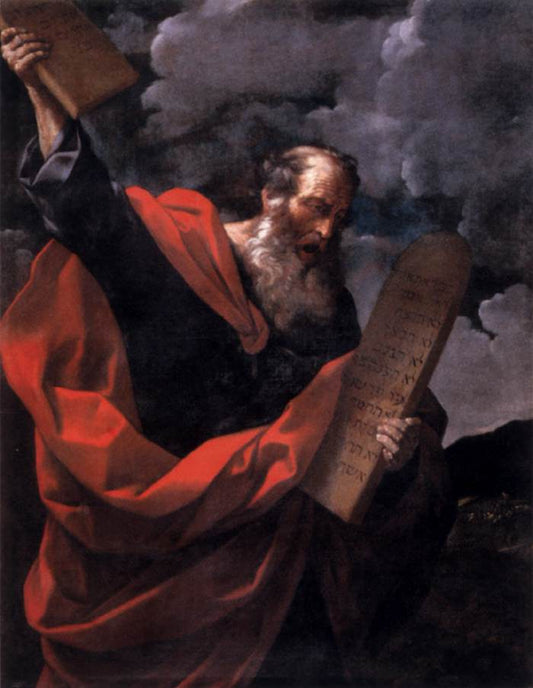 Moses with the Tables of the Law, vintage artwork by Guido Reni, 12x8" (A4) Poster