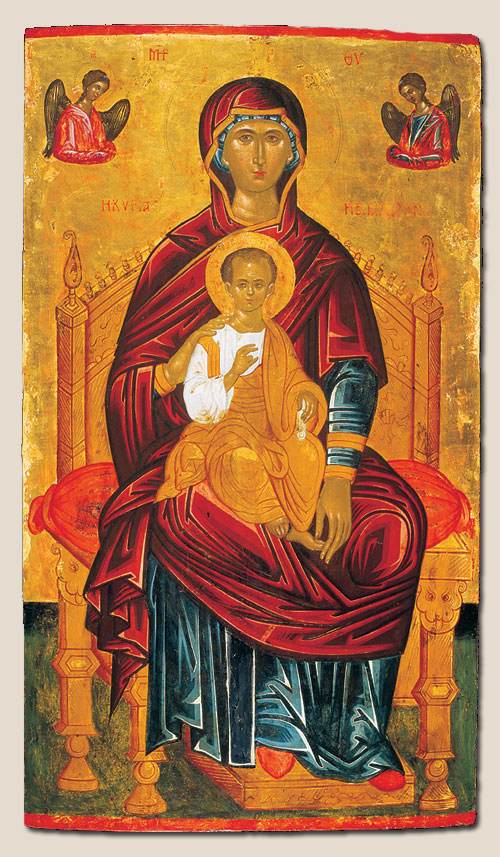 Mother of God Enthroned, vintage artwork by Andreas Ritzos, A3 (16x12") Poster Print