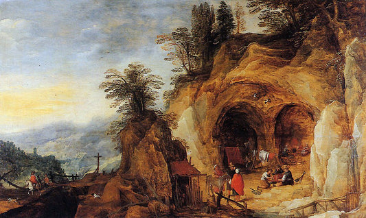 Mountainous Landscape with Caves, vintage artwork by Joos de Momper the Younger, A3 (16x12") Poster Print