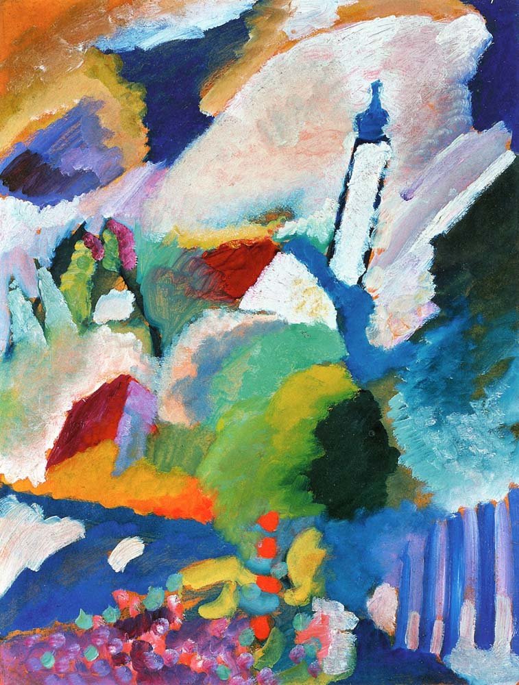 Murnau with Church I - Wassily Kandinsky -1910 by Wassily Kandinsky, 23x16"( A2 size ) Poster Print
